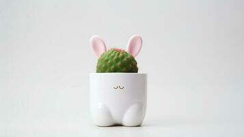 foto de decorado cactus con Conejo orejas como planta de casa en minimalista maceta. generativo ai