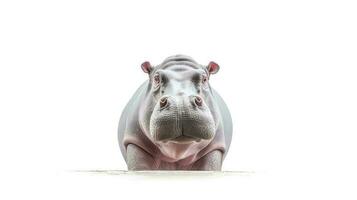 Photo of a hippo on white background. Generative AI