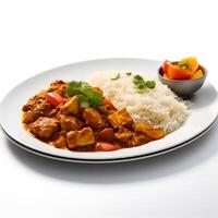 Photo of Curry on plate isolated on white background. Created by