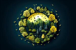 llustration images, Ecosystem restoration, environment day concept tree background. Ecology project concept, illustration photo