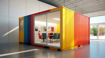 Mobile office buildings or container site office for construction site. Shipping container. Portable house and office cabins,Generative AI illustration photo