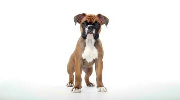 Photo of a Boxer dog on white background. Generative AI