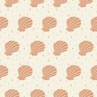 Pink pearl shell childish illustration seamless pattern print. Childish modern minimalist art print vector