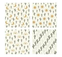 Seamless vector pattern set - summer cactus on desert.