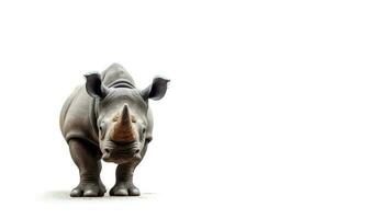 Photo of a rhino on white background. Generative AI