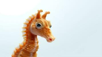 Photo of a seahorse on white background. Generative AI