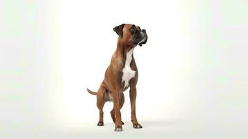 Photo of a Boxer dog on white background. Generative AI