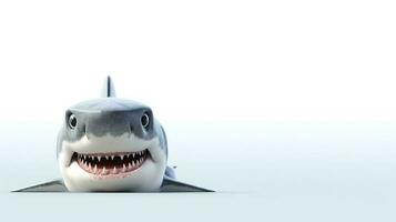 foto de un tiburón en blanco antecedentes. generativo ai