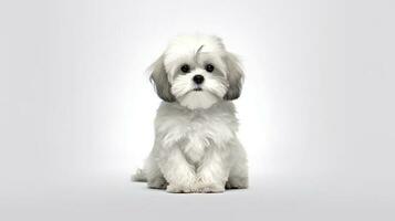 Photo of a shih tzu on white background. Generative AI