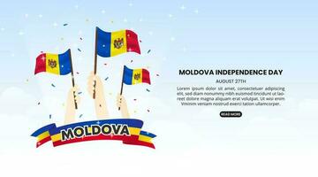 Moldova Independence Day background with waving flags and sparkle vector