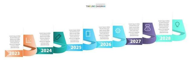 Modern timeline infographic template with 6 options for business graphics vector