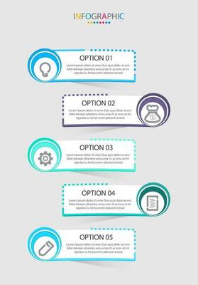 Vector Infographic modern graphic template with icons and 5 options