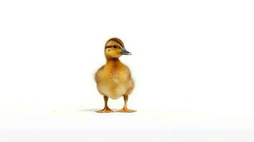 foto de un Pato en blanco antecedentes. generativo ai