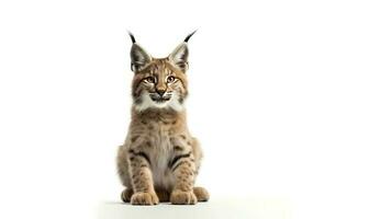 Photo of a lynx on white background. Generative AI