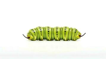 Photo of a swallowtail caterpillar on white background. Generative AI