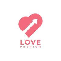 pink love above up logo design vector