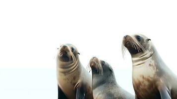 Photo of a sealions on white background. Generative AI