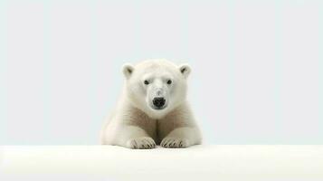 Photo of a polar bear on white background. Generative AI