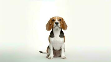 Photo of a Beagle on white background. Generative AI