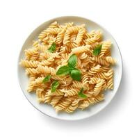 Food photography of Pasta on plate isolated on white background. Generative AI photo