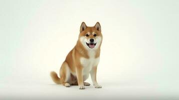 Photo of a shiba inu on white background. Generative AI