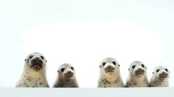 foto de un Leones marinos en blanco antecedentes. generativo ai