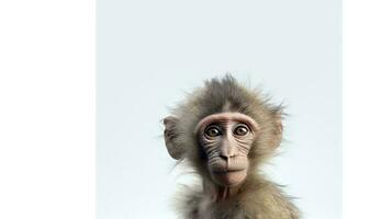 Photo of a Baboon on white background. Generative AI