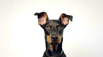 Photo of a doberman on white background. Generative AI