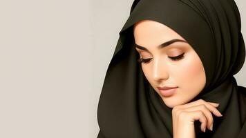 Beautiful woman wearing hijab. AI Generative Free Photo