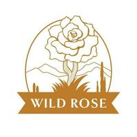 Wild Rose vector logo design. Desert vector emblem.