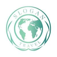 Travel vector logo design. Round globe vector icon emblem.