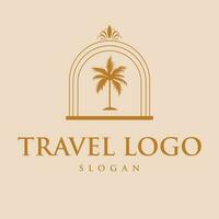 Travel vector logo design. Bohemian palm vector icon design.