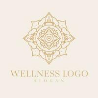 Wellness vector logo design. Mandala floral vector emblem.