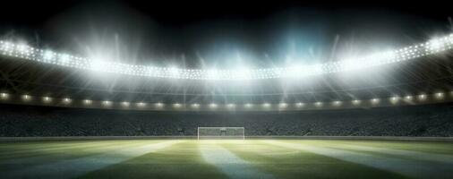 The football stadium at night. Generative AI photo