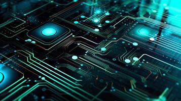Close-up of circuit board. Electronic computer hardware technology. Motherboard digital chip. blurred concept, illustration photo