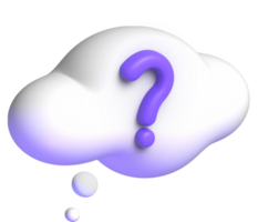 3d question mark in comic thinking bubble cloud png