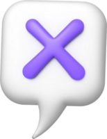 3d speech bubble with wrong cross out mark png