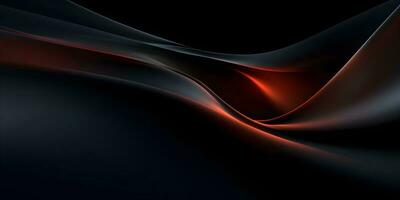 Modern smooth elegant dark waves background. Dark liquid wave or black wavy folds silk background. Generative Ai photo