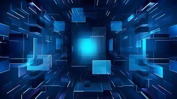 Abstract geometric blue technology background. Modern technology futuristic digital patterns. photo