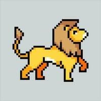 Pixel art illustration Lion. Pixelated Lion. Lion animal icon pixelated for the pixel art game and icon for website and video game. old school retro. vector