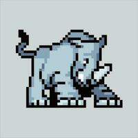 Pixel art illustration Rhino. Pixelated Rhino. Cute Rhino animal icon pixelated for the pixel art game and icon for website and video game. old school retro. vector