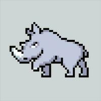 Pixel art illustration Rhino. Pixelated Rhino. Cute Rhino animal icon pixelated for the pixel art game and icon for website and video game. old school retro. vector