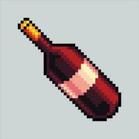 Pixel art illustration Wine. Pixelated Wine. Bottle of wine icon pixelated for the pixel art game and icon for website and video game. old school retro. vector