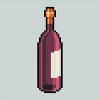 Pixel art illustration Wine. Pixelated Wine. Bottle of wine icon pixelated for the pixel art game and icon for website and video game. old school retro. vector