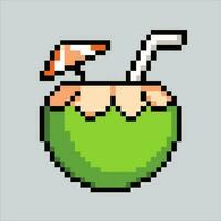 Pixel art illustration Coconut water. Pixelated Coconut. Coconut Water icon pixelated for the pixel art game and icon for website and video game. old school retro. vector