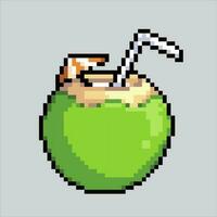 Pixel art illustration Coconut water. Pixelated Coconut. Coconut Water icon pixelated for the pixel art game and icon for website and video game. old school retro. vector