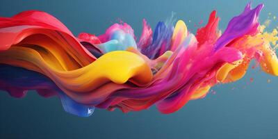 Colorful vibrant liquid paint splash. Abstract background with colorful fluid rainbow wave. Amazing colorful paint mix splash background. Generative Ai photo