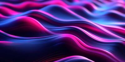 Abstract futuristic neon light moving high speed wavy lines on dark background. Abstract colored light streaks acceleration. Data transfer concept Fantastic wallpaper. photo