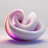 Abstract 3d holographic gradient drop liquid shape. Abstract 3d render, futuristic background design, modern illustration. photo