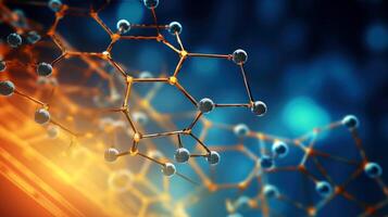 médico estudios de molecular estructuras Ciencias en el Servicio de humano. tecnologías de el futuro en nuestra vida. molécula de medicina modelo, generativo ai ilustración foto